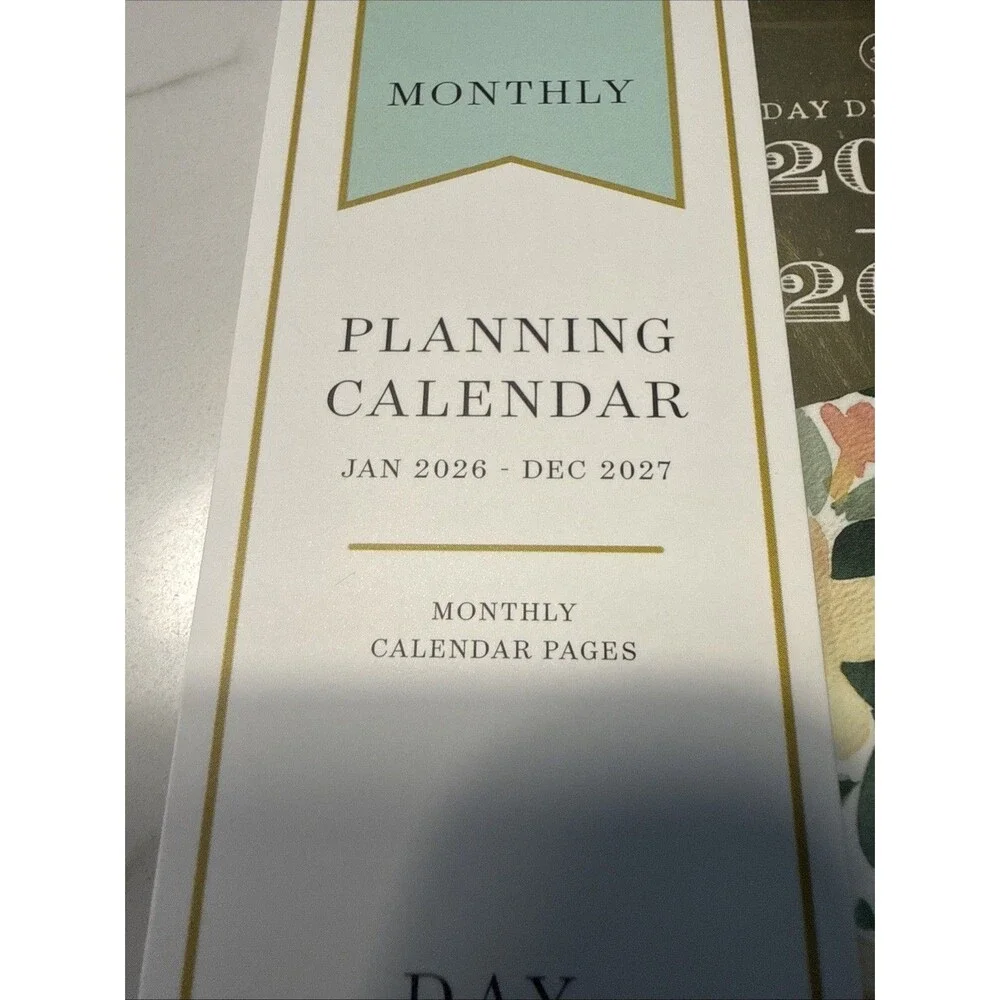Blue Sky Day Designer 2026 2027 Calendar Planner Monthly Pocket White Floral
